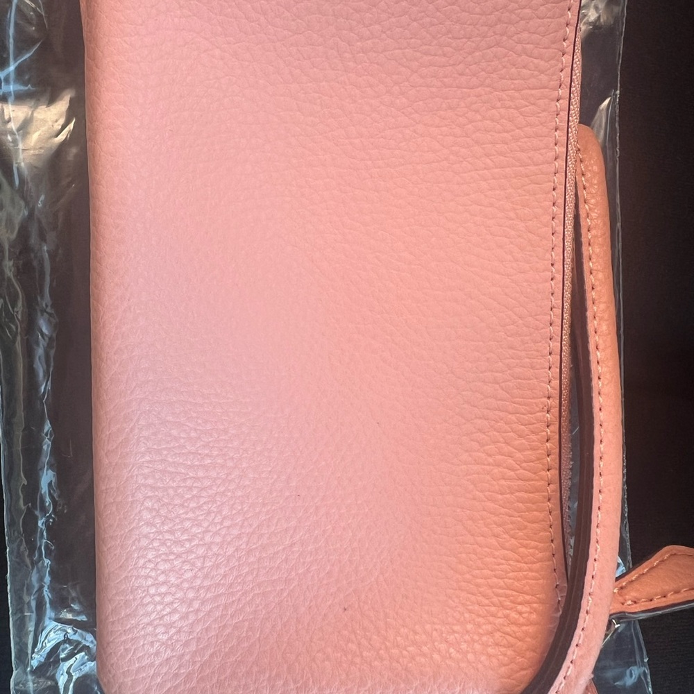 Pink Pebbled Leather Wristlet